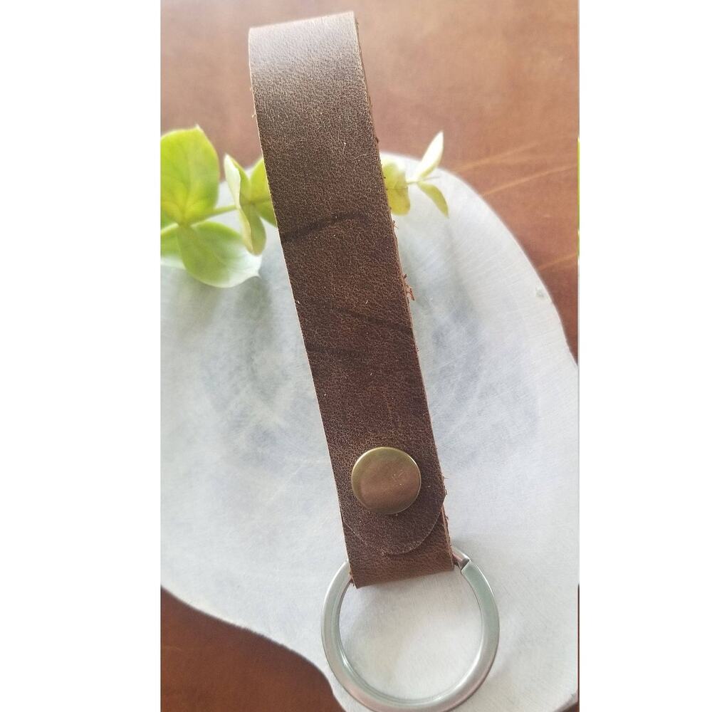 Rustic Brown Leather Key Fob